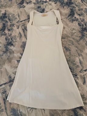 Cream Sleeveless Square-Neck A-Line Tennis 🎾 Dress